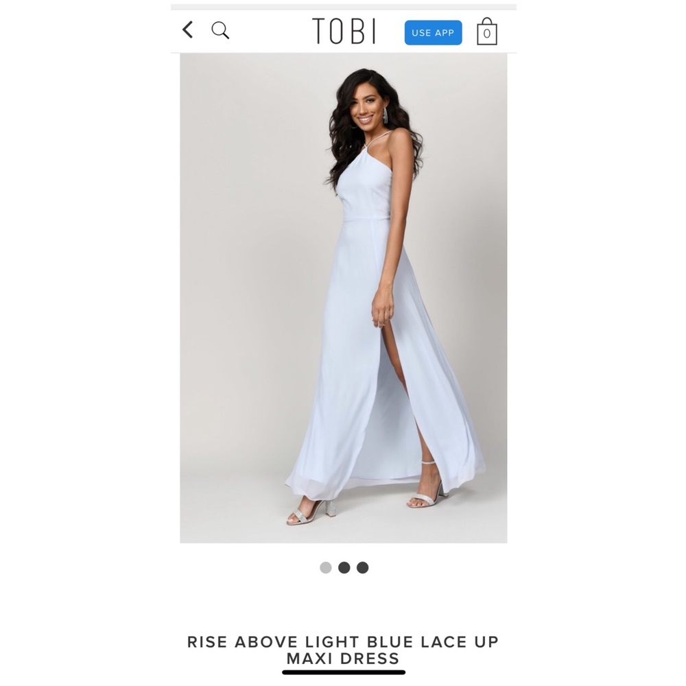 Tobi Rise Above Light Blue Lace Up Maxi Dress L